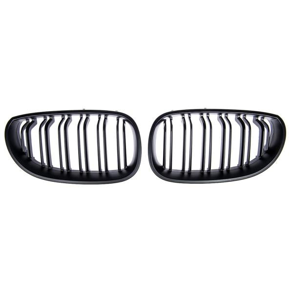 SET Doppelsteg Kühlergrill Schwarz MATT Grill passend für BMW 5er E60 E61 + LCI