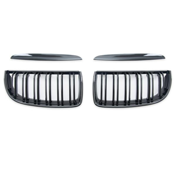 Sportgrill Kühlergrill Doppelsteg passend für BMW 3er E90 / E91 05-08 Hochglanz schwarz
