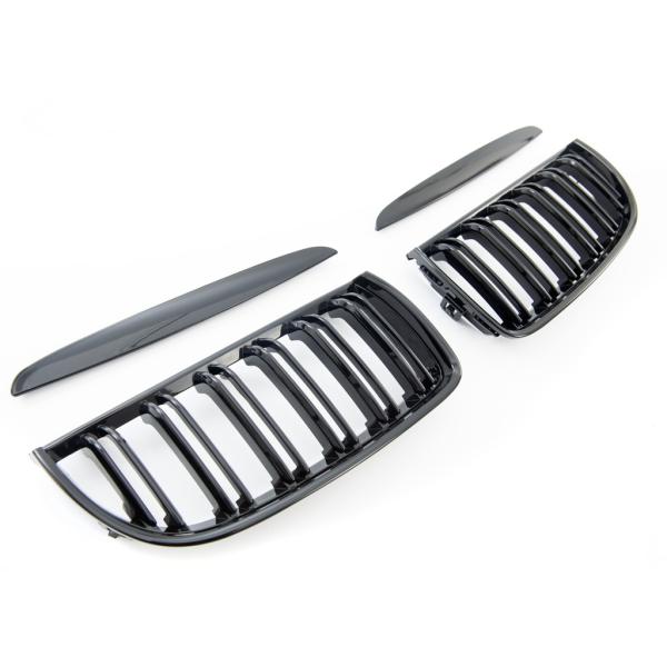 Sportgrill Kühlergrill Doppelsteg passend für BMW 3er E90 / E91 05-08 Hochglanz schwarz
