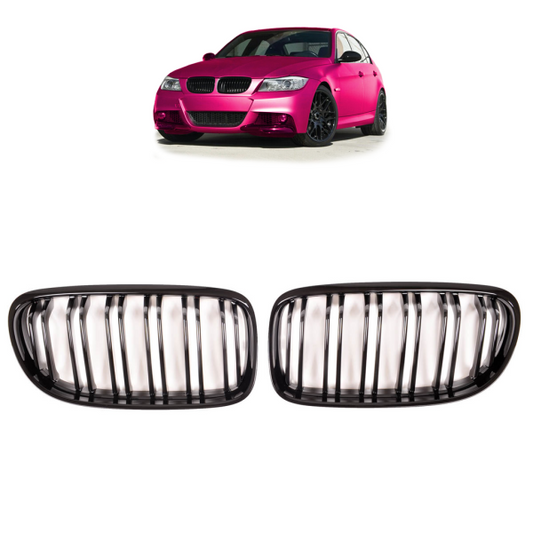 Sportgrill Kühlergrill Doppelsteg passend für BMW 3er E90 / E91 08-11 schwarz Matt