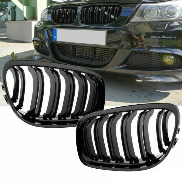 Sportgrill Kühlergrill Doppelsteg passend für BMW 3er E90 / E91 08-11 schwarz Matt