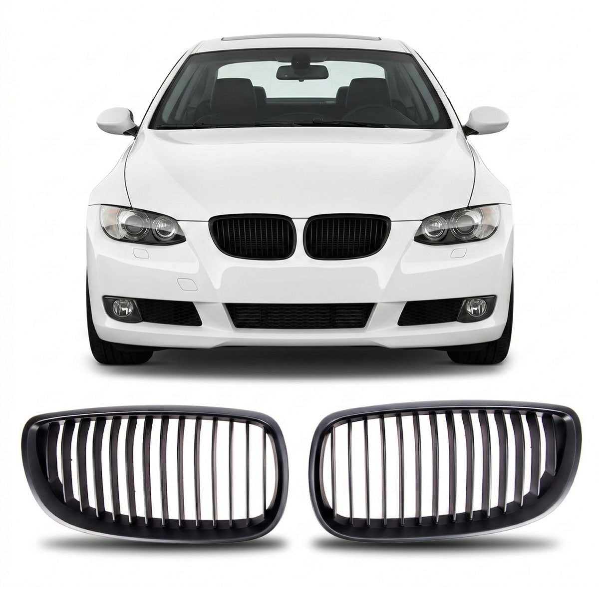 Front Grille Single Line Matt Black passend für BMW 3 Series E92 E93 2005-2010 – Bild 1