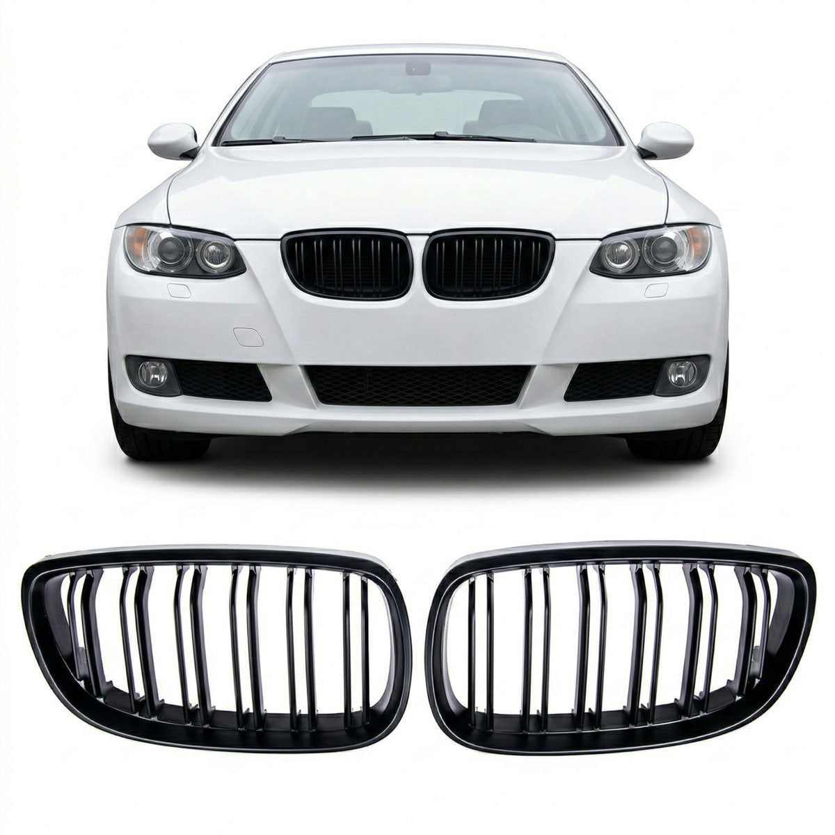 Dual Line Matt Black Grille passend für BMW 3 Series E92 E93 2005-2010 – Bild 1
