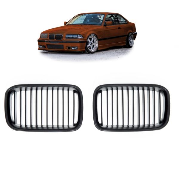Sportgrill Kühlergrill passend für BMW 3er E36 91-96 schwarz Matt
