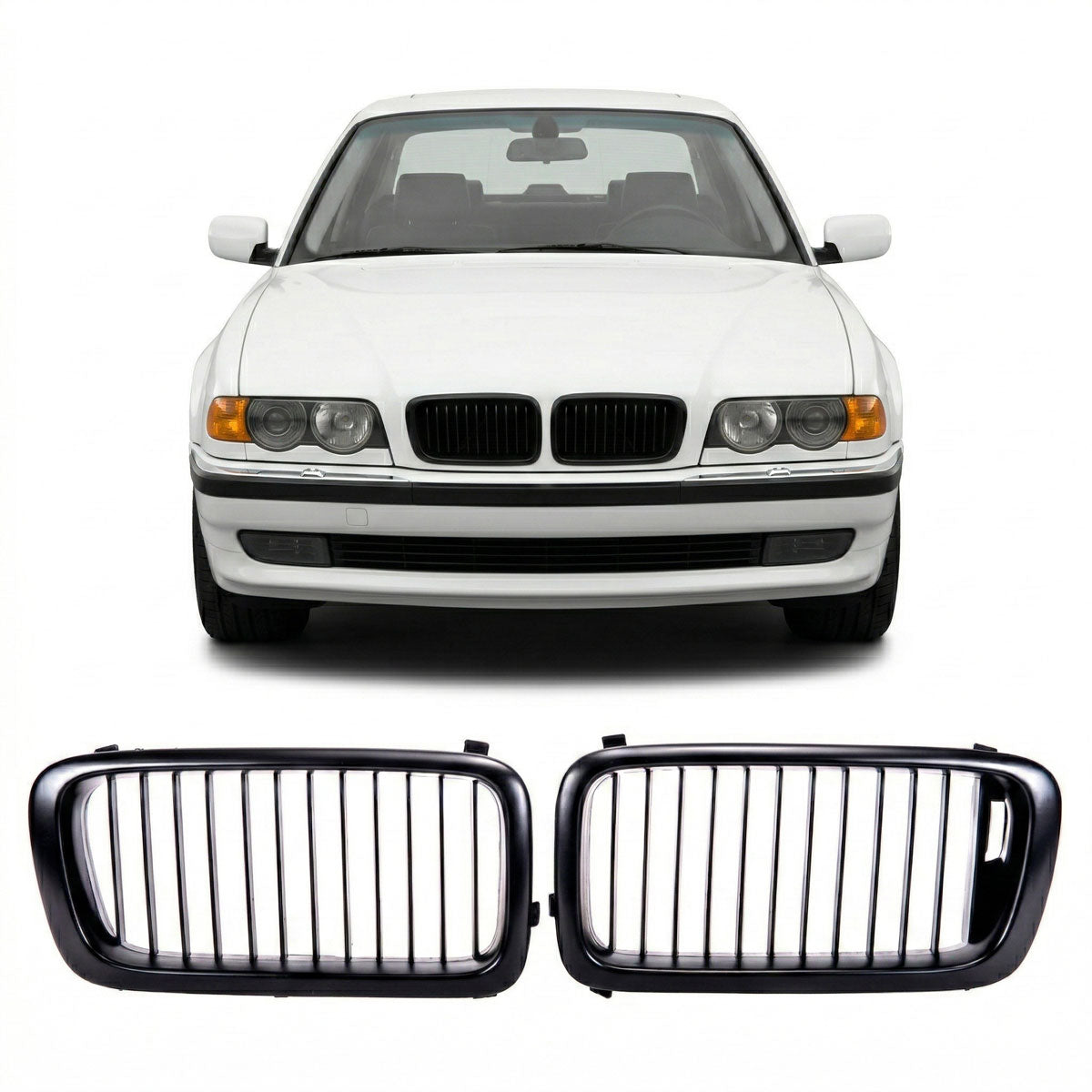 Matt Black Single Line Front Grille passend für BMW 7 Series E38 1994-1999 – Bild 1