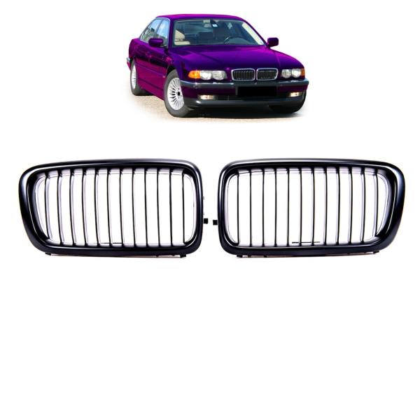 Sportgrill Kühlergrill Single passend für BMW 7er E38 94-01 Hochglanz schwarz