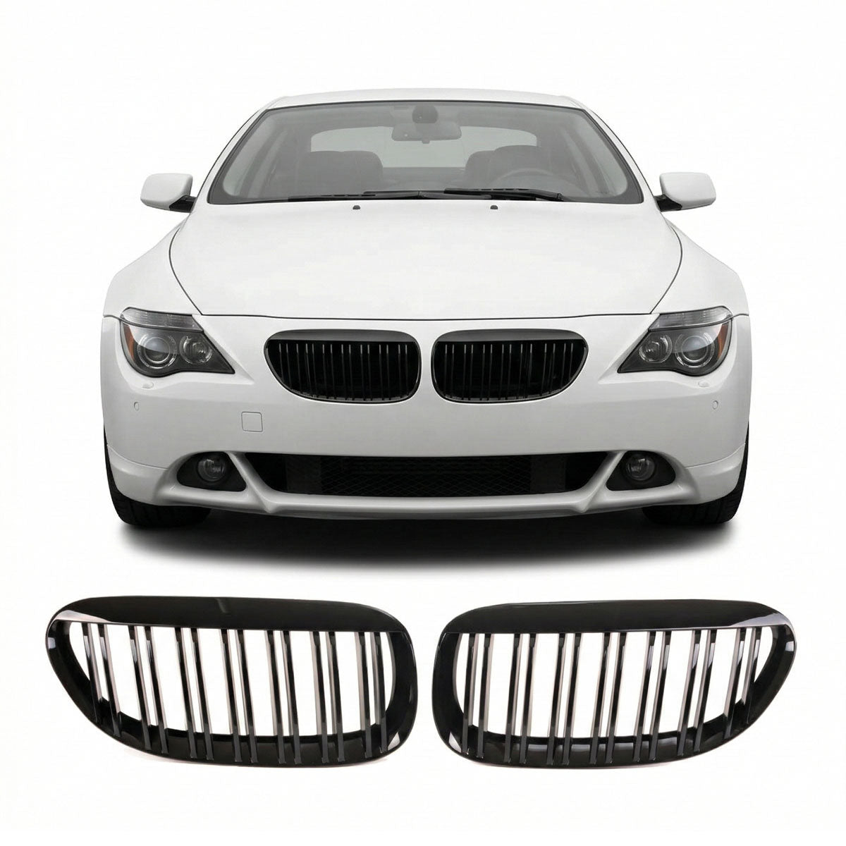 Front Grille Dual Line Gloss Black passend für BMW 6 Series E63 E64 2003-2010 – Bild 1