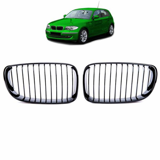 Sportgrill Kühlergrill Single passend für BMW 1er E81 E82 E87 E88 07-12  schwarz Matt