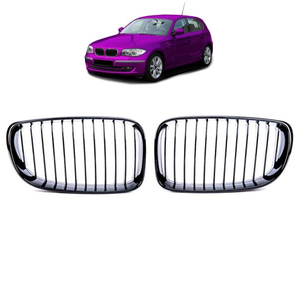 Sportgrill Kühlergrill passend für BMW 1er E81 E82 E87 E88 07-12 Hochglanz schwarz