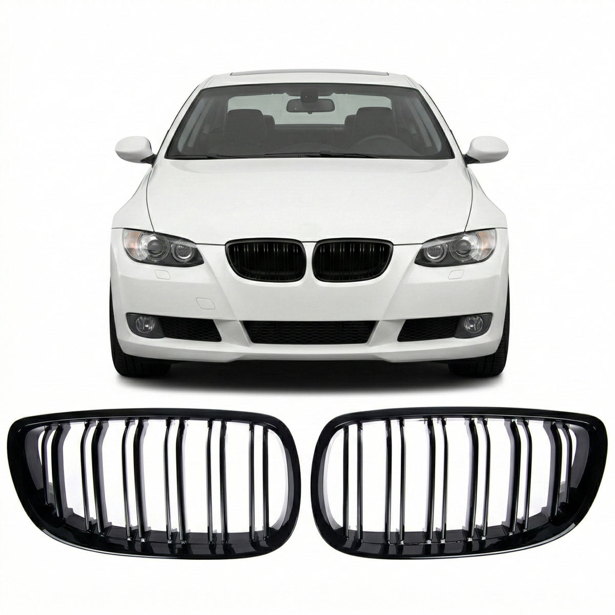 Front Grille Gloss Black Dual Line passend für BMW 3 E92 E93 2005-2010 – Bild 1