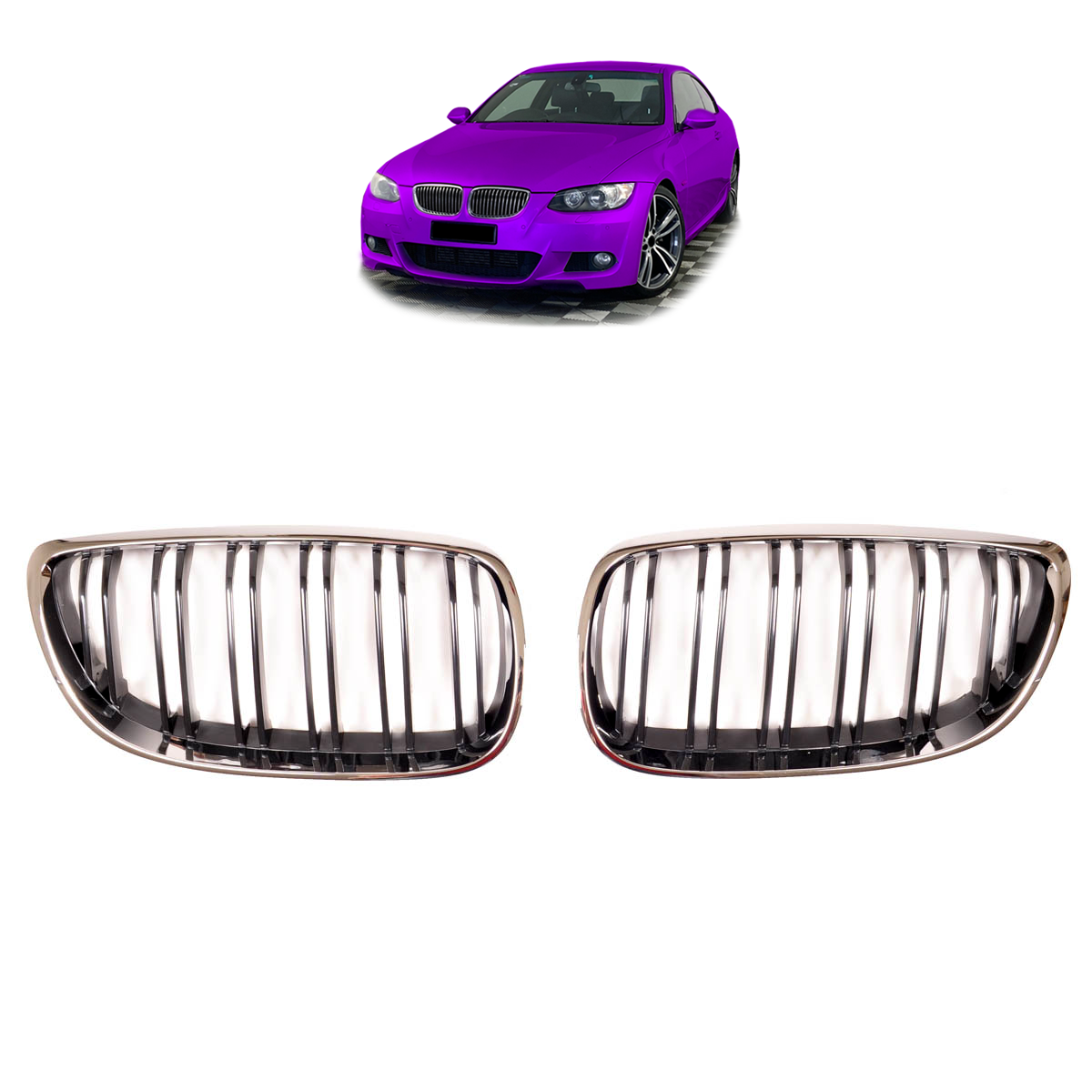Dual Line Chrome & Black Grille passend für BMW 3 Series E92 E93 2005-2010 – Bild 1