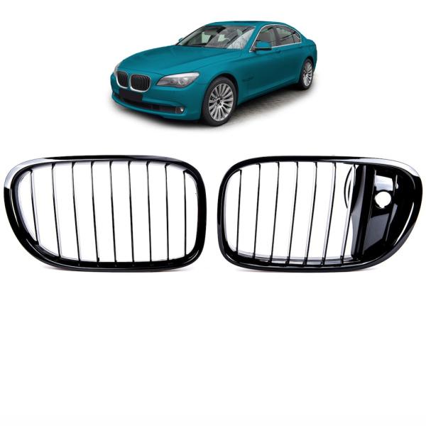 Sportgrill Kühlergrill passend für BMW 7er F01/F02/F03/F04 12-16 glanz schwarz + Kamera