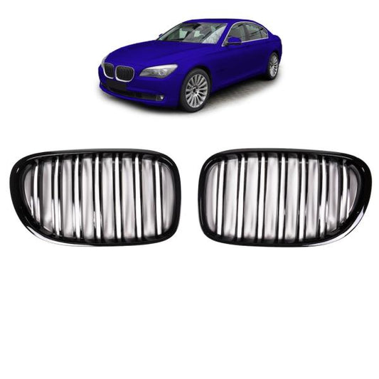 Doppelsteg Kühlergrill Schwarz GLANZ Performance passt passend für BMW 7er F01 F02 08-15
