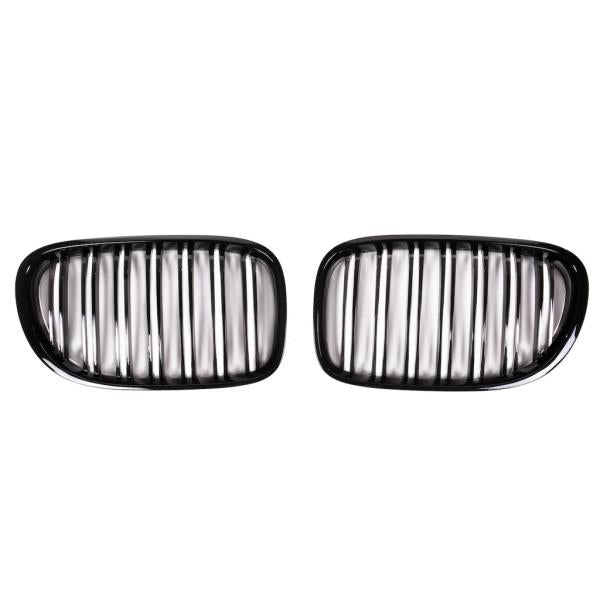 Doppelsteg Kühlergrill Schwarz GLANZ Performance passt passend für BMW 7er F01 F02 08-15