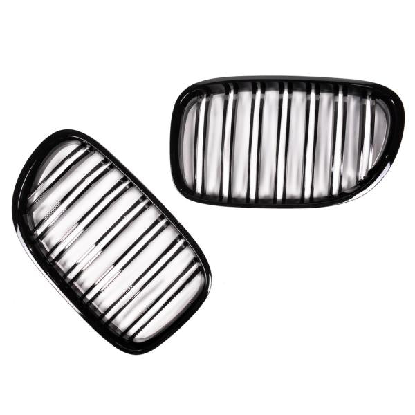 Doppelsteg Kühlergrill Schwarz GLANZ Performance passt passend für BMW 7er F01 F02 08-15