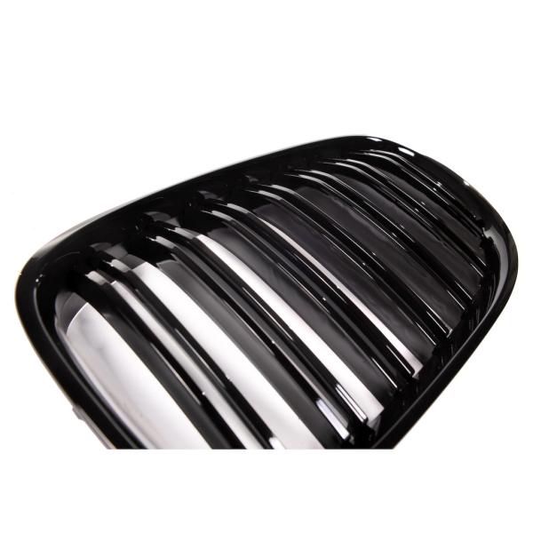 Doppelsteg Kühlergrill Schwarz GLANZ Performance passt passend für BMW 7er F01 F02 08-15