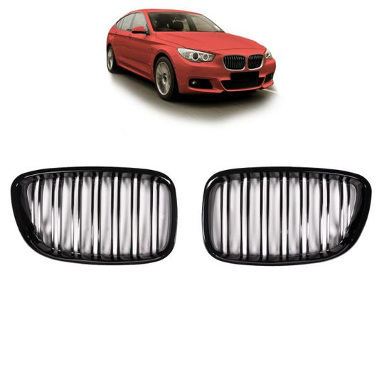 Doppelsteg Kühlergrill Schwarz GLANZ Performance passt passend für BMW 5er F07 GT 08-17