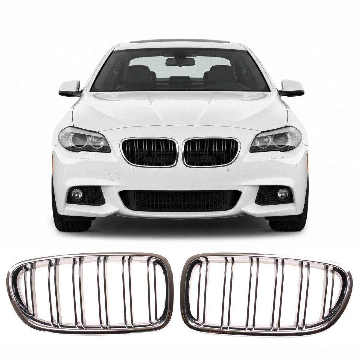 Dual Line Chrome & Black Front Grille passend für BMW 5 Series F10 F11 2010-2018 – Bild 1