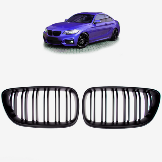 Kühlergrill SET Schwarz Matt Doppelsteg passt passend für BMW 2er F22 F23 235 240 M2