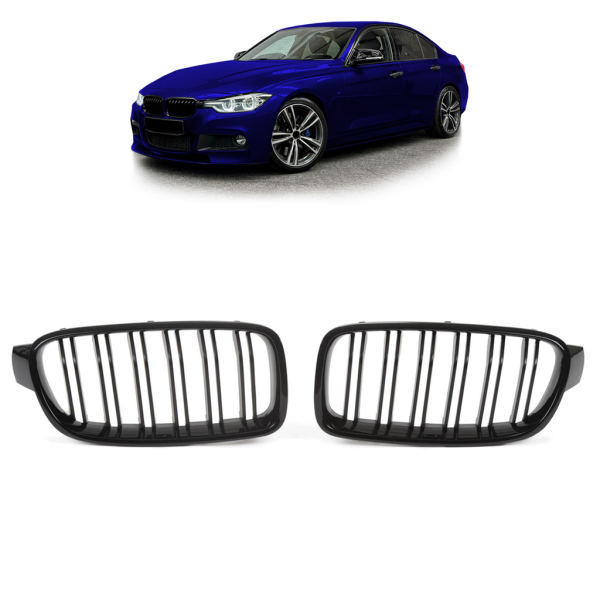 Kühlergrill Doppelsteg Performance passend für BMW 3er F30 F31 Hochglanz Schwarz