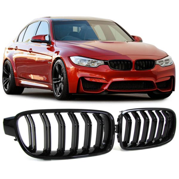 Kühlergrill Doppelsteg Performance passend für BMW 3er F30 F31 Hochglanz Schwarz