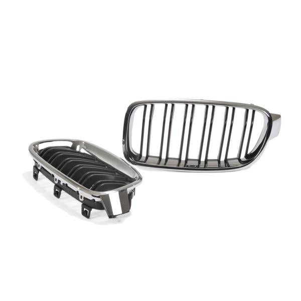 Sportgrill Kühlergrill passend für BMW 3er F30 / F31 11-19 Doppelsteg Hochglanz schwarz/chrom