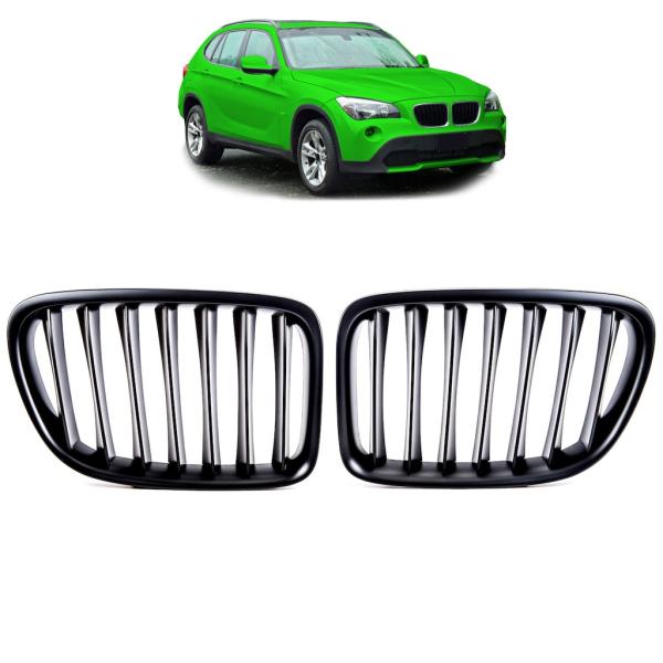 Sportgrill Kühlergrill Single kompatibel mit passend für BMW X1 E84 09-15 matt schwarz