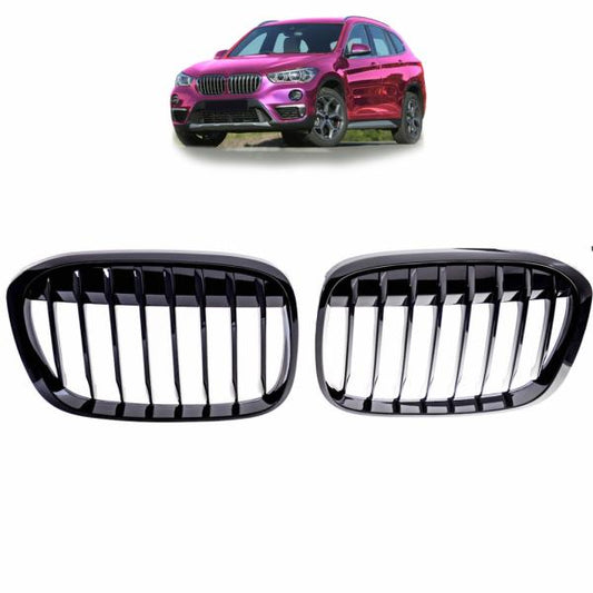 Sportgrill Kühlergrill Single kompatibel mit passend für BMW X1 F48 14-19 schwarz glanz