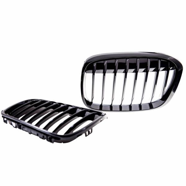 Sportgrill Kühlergrill Single kompatibel mit passend für BMW X1 F48 14-19 schwarz glanz