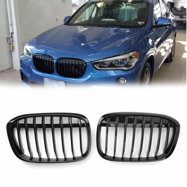 Sportgrill Kühlergrill Single kompatibel mit passend für BMW X1 F48 14-19 schwarz glanz