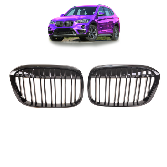 Sportgrill Kühlergrill kompatibel mit passend für BMW X1 F48 14-19 Hochglanz schwarz