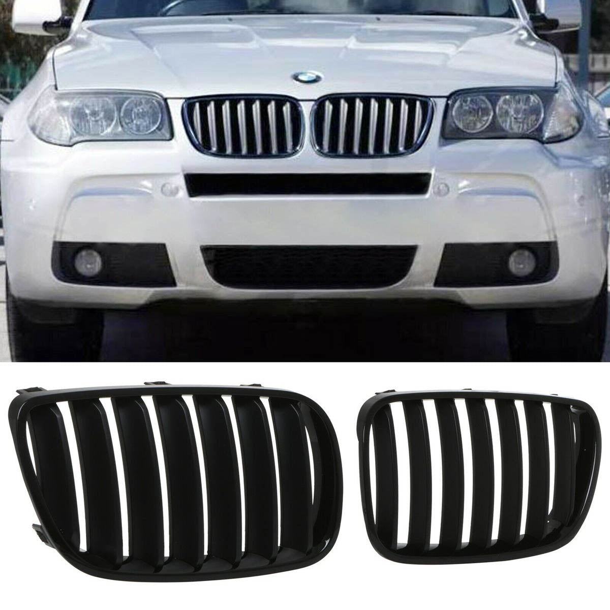 Front Grille Single Line Gloss Black passend für BMW X3 E83 2006-2010 – Bild 6