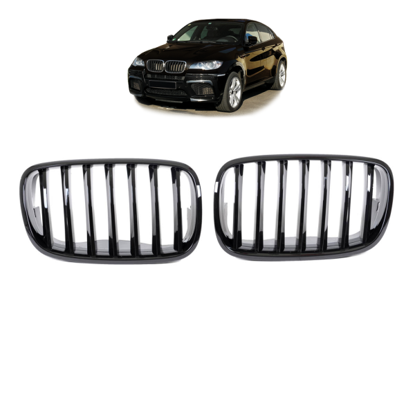 Kühlergrill / Sportgrill schwarz glanz passend für BMW X5 E70 X6 E71 alle Modelle