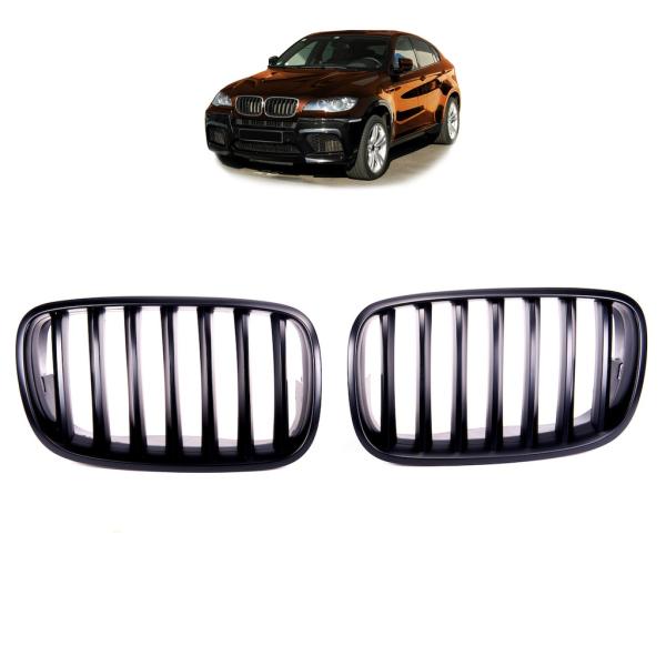 Kühlergrill / Sportgrill schwarz matt passend für BMW X5 X6 E70 E71 E72 08-14