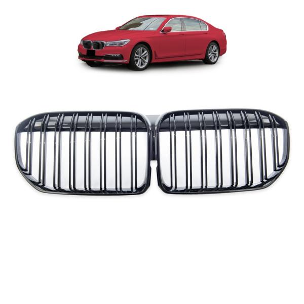 KÜHLERGRILL DOPPELSTEG GRILL PASST passend für BMW 7ER G11 G12 LCI AB 19 SCHWARZ GLANZ
