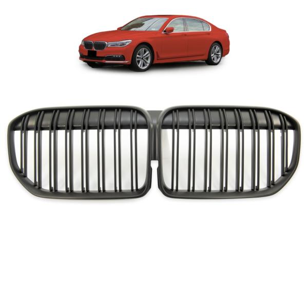 KÜHLERGRILL DOPPELSTEG GRILL PASST passend für BMW 7ER G11 G12 Facelift AB 19 SCHWARZ MATT