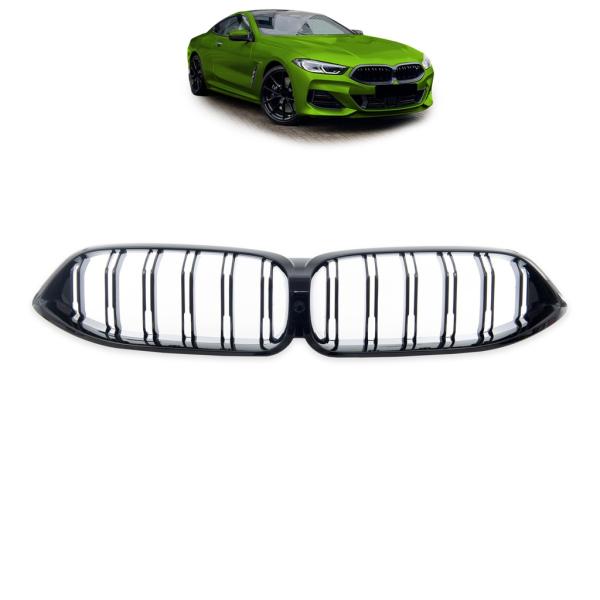 Passend für BMW 8ER G14 G15 G16 KÜHLERGRILL DOPPELSTEG GLANZ SCHWARZ 2018-2022