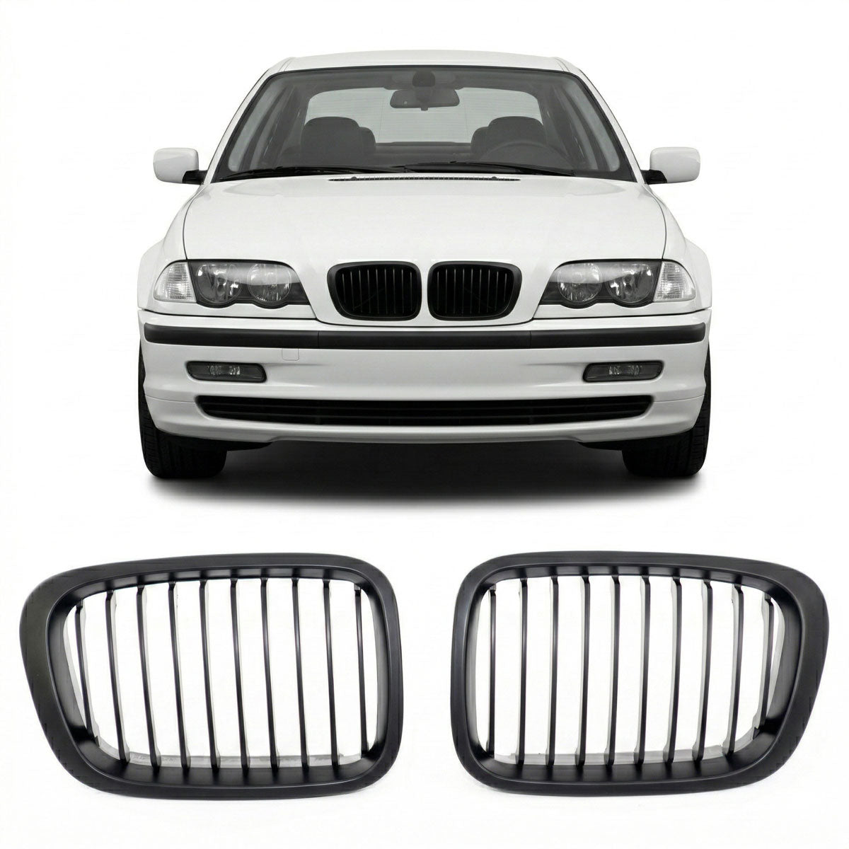 Grille Single Line Matt Black passend für BMW 3 Series E46 1998-2001 – Bild 1