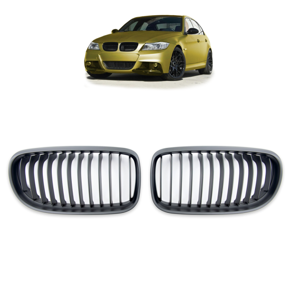 Sportgrill Kühlergrill kompatibel mit passend für BMW 3er E90 / E91 08-11 Matt schwarz