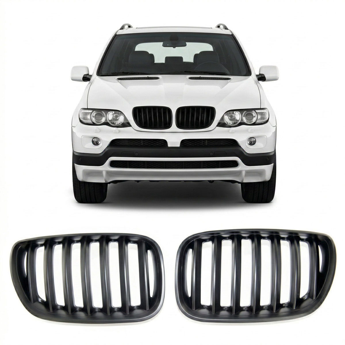 Single Line Matt Black Front Grille passend für BMW X5 (E53) 2003-2007 – Bild 1