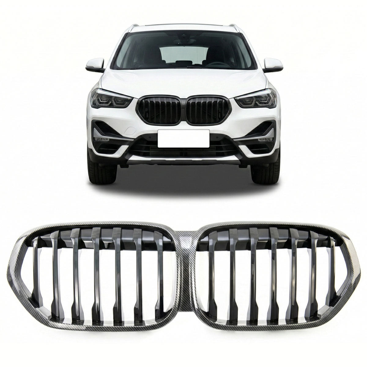 Carbon Look Single Line Grille passend für BMW X1 (F48) 2019-2022 – Bild 1