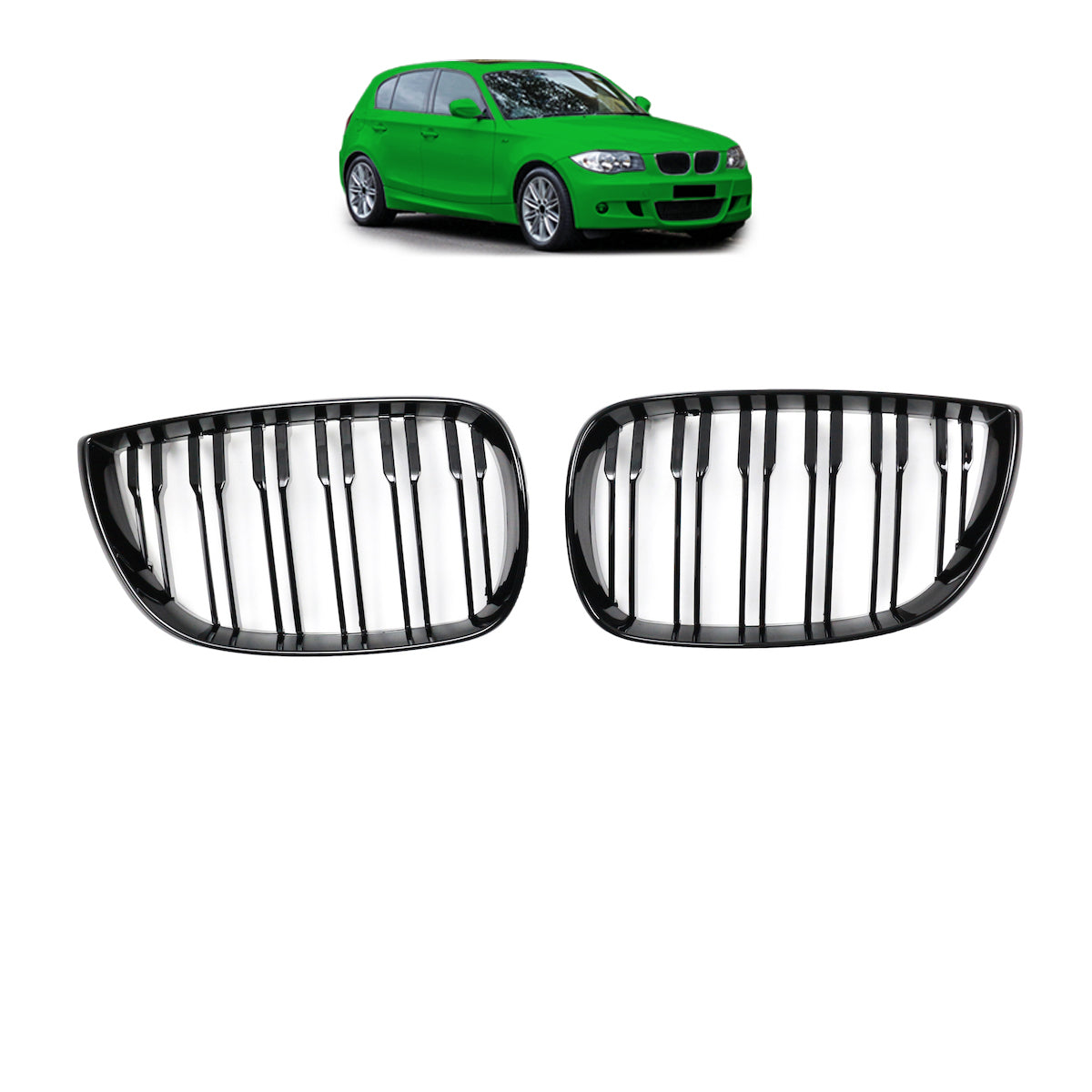 Front Grille Gloss Black Dual Line passend für BMW 1 Series E81 E87 2004-2007 – Bild 1