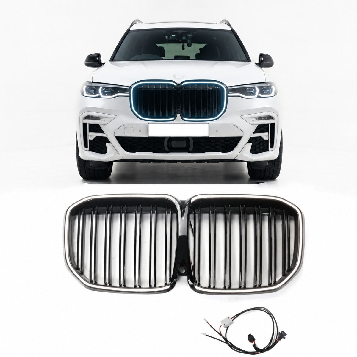 Double Line Gloss Black LED Grille passend für BMW X7 SERIES G07 2019-2022 – Bild 1