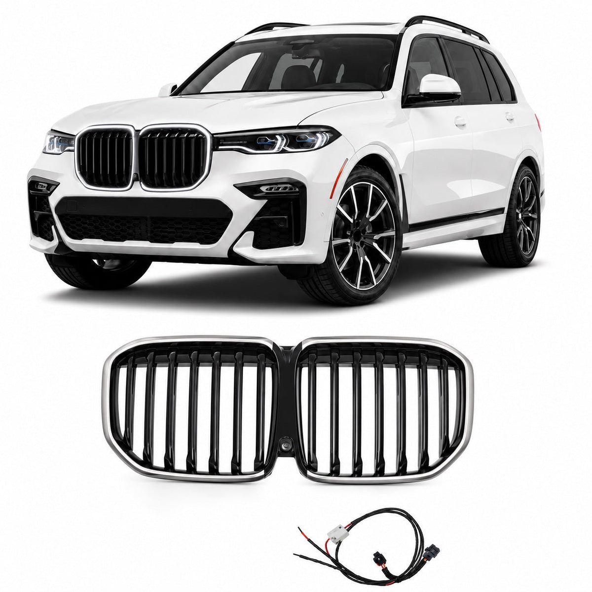 Single Line Gloss Black LED Grille passend für BMW X7 SERIES G07 2019-2022 – Bild 1