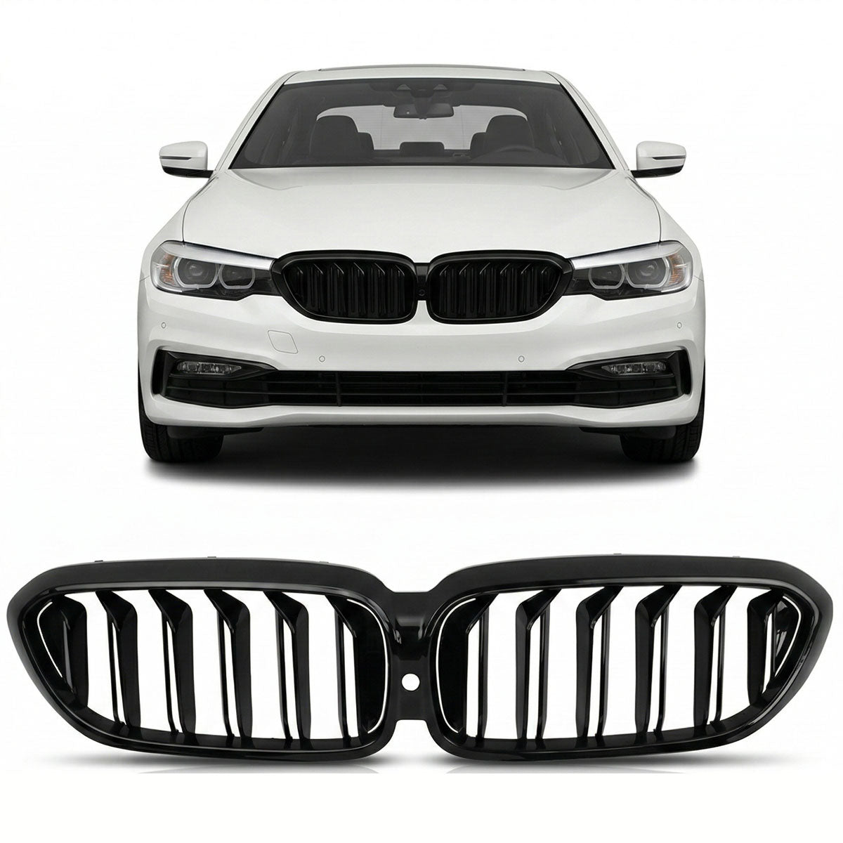 Front Grille Dual Line Gloss Black passend für BMW 5 Series G30 G31 2016-2020 – Bild 1