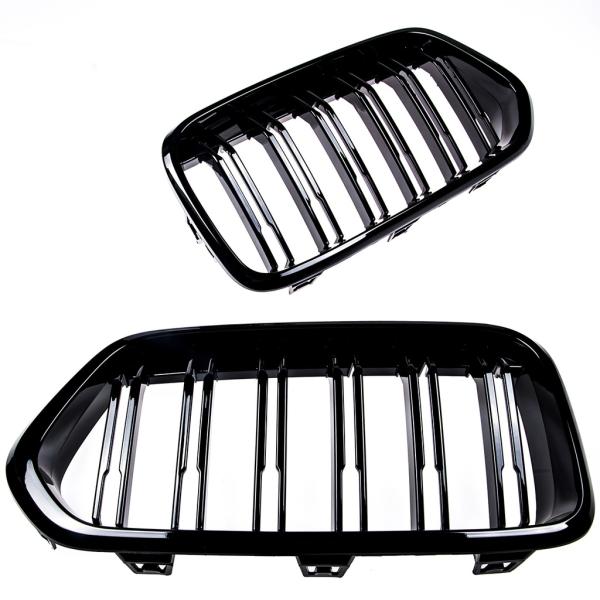 Sportgrill Kühlergrill Doppelsteg kompatibel mit passend für BMW X2 F39 17-23 glanz schwarz