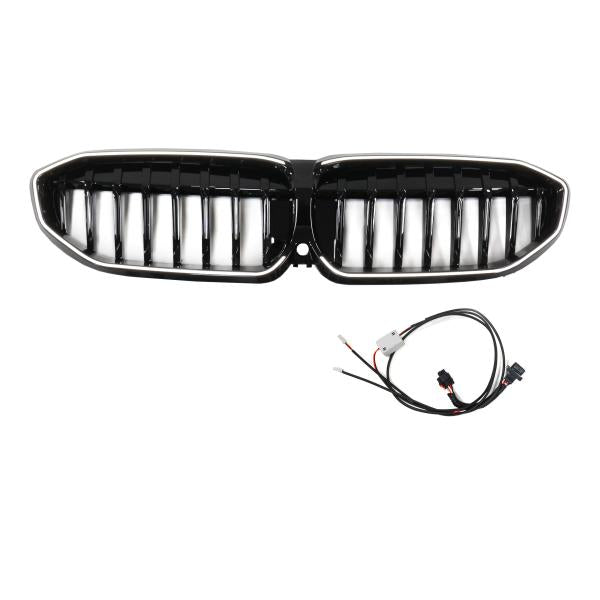 LED-Kühlergrill mit einer Lamelle in Hochglanz schwarz passend für BMW 3er G20 G21 19-22