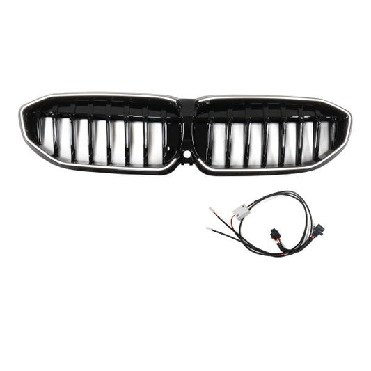 LED-Kühlergrill mit einer Lamelle in Hochglanz schwarz passend für BMW 3er G20 G21 19-22