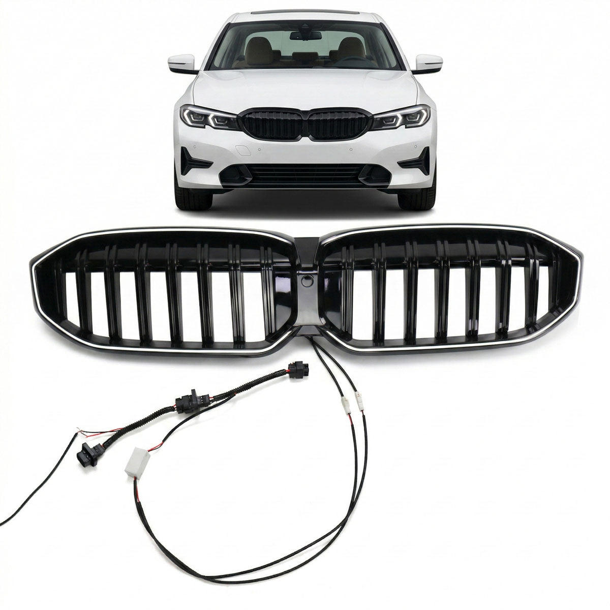 LED Single Slat Gloss Black Grille passend für BMW 3 Series G20 LCI 2023+ – Bild 1
