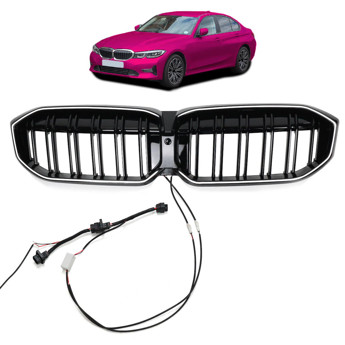 LED Twin Slat Gloss Black Grille passend für BMW 3 Series G20 LCI 2023+ – Bild 1